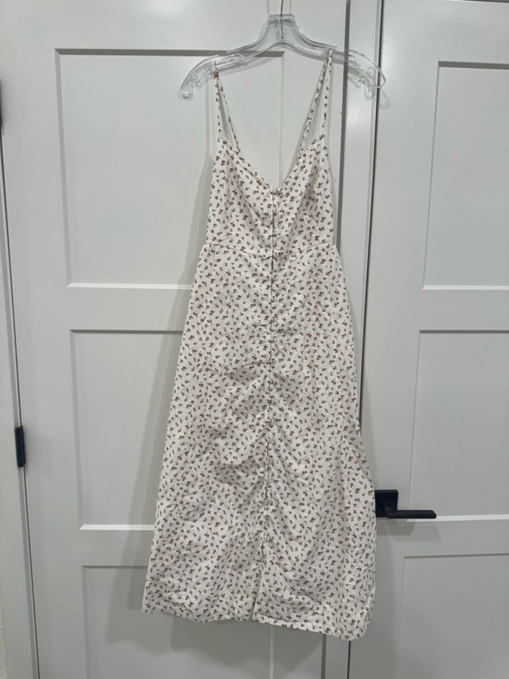 Madewell Cream Floral Midi Dress with Spaghetti Straps